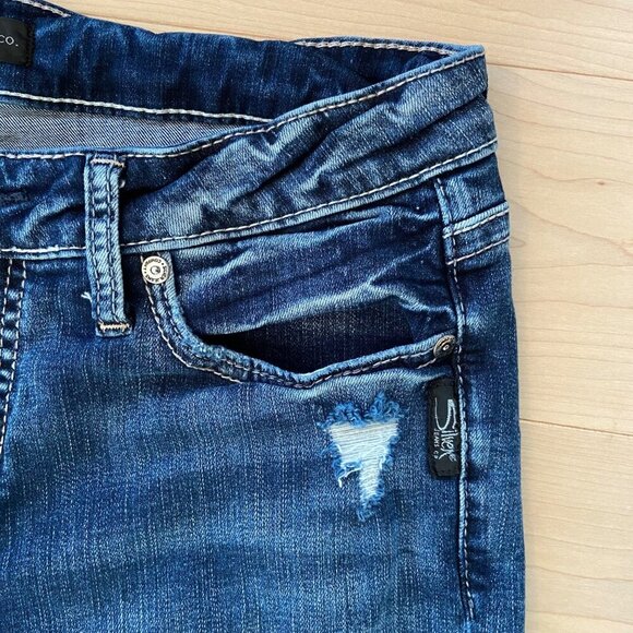 Silver Jeans Co. Elyse Capri Womens Jeans Distressed blue stretchy Denim size 29 - Picture 4 of 11